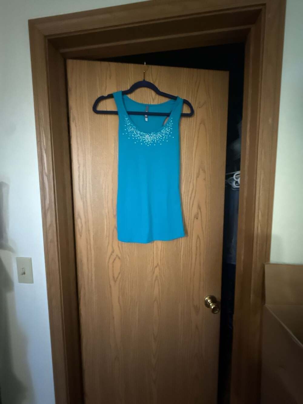Charlotte Russe Teal Embellished Racerback Tank Top Size S